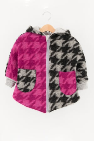 Back To Wool - Capă din lână fiartă Oversized -Gri/ Roz Z