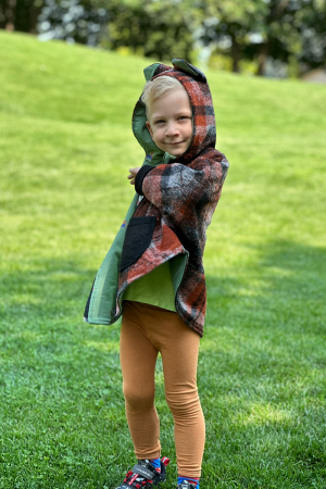 Capă din lână fiartă Oversized - Caramiziu [1]