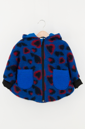 Jachete - Capă din lână fiartă Oversized - Animal Print Albastru