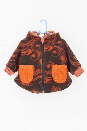 Capă din lână fiartă Oversized -Iepuras Flori Orange [1]
