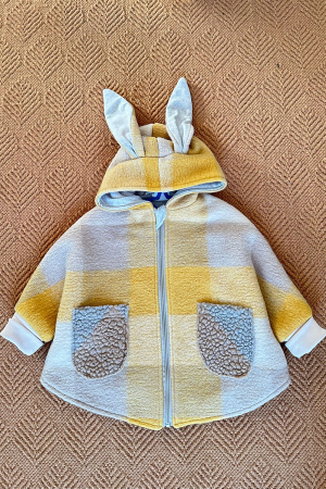 Jachete - Capă din lână fiartă Oversized -Iepuras Yellow mix