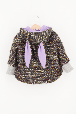 Back To Wool - Capă din lână fiartă Oversized - Pestrit Lila
