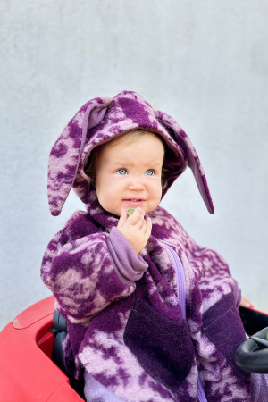 Capă din lână fiartă Oversized - Mov [0]