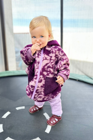 Capă din lână fiartă Oversized - Mov [3]