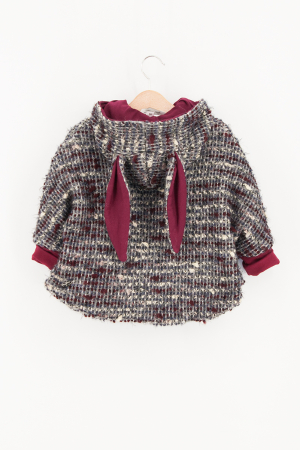 Back To Wool - Capă din lână fiartă Oversized - Pestrit Visiniu