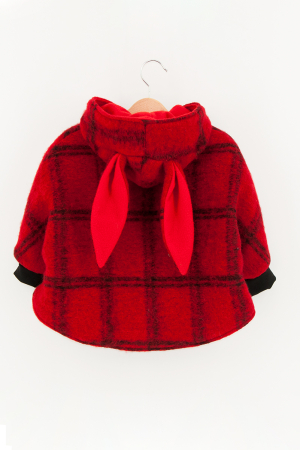 Capă din lână fiartă Oversized - Red & Black [1]