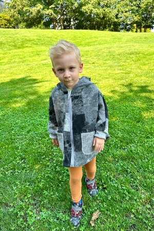 Capă din lână fiartă Oversized - Gri Iepuras [2]