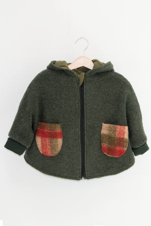 Hanorace și Jachete - Capă din lână fiartă Oversized -Kaki