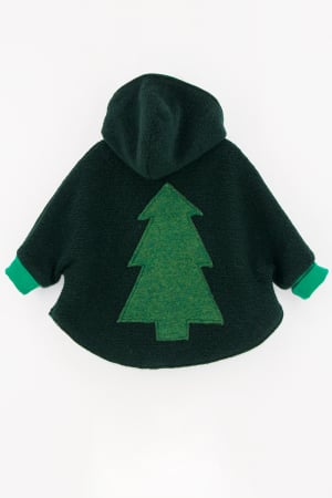 Back To Wool - Capă din lână fiartă Oversized -Verde Bradut