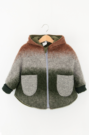 Jachete - Capă din lână fiartă Oversized - Verde Degrade