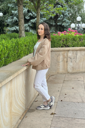 Feminin by H. Bebe - Cardigan Muselină Dama Crem