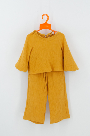 De vară - Compleu din muselina Fetite - Mustar