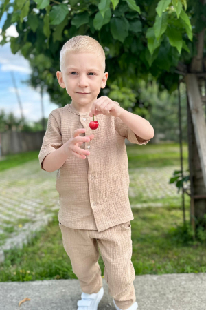 Compleu din muselina - Crem [0]