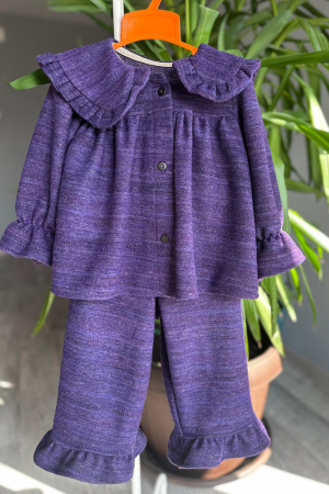 Muselina si IN - Compleu Fetiță din Lână -Mov