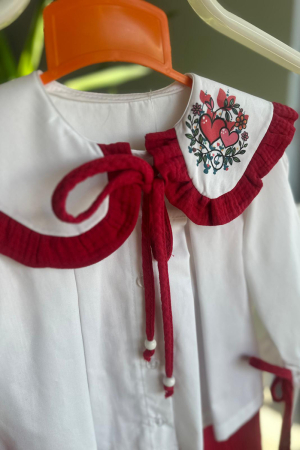Compleu Fetiță din Muselină cu Guler Imprimat [2]