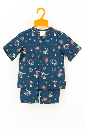 De vară - Compleu Vară Băiat -Bleomarin Print Roboti