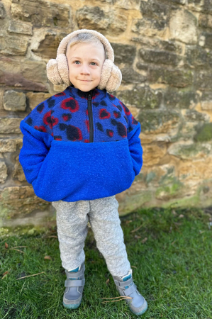 Hanorac din lână fiartă Oversized - Animal Print Blue [1]
