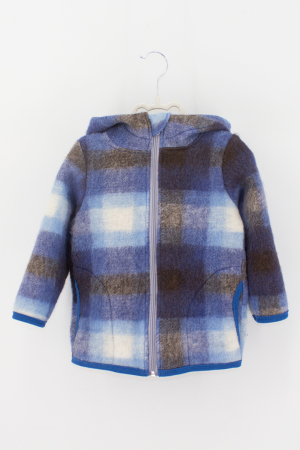 Hanorace din Lana - Hanorac Lână Cu Fermoar - Albastru Carouri