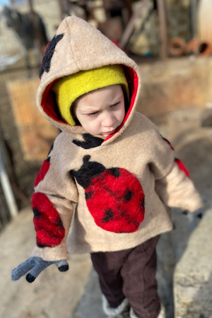 Hanorac Lana Fiarta Buburuze Crem [0]