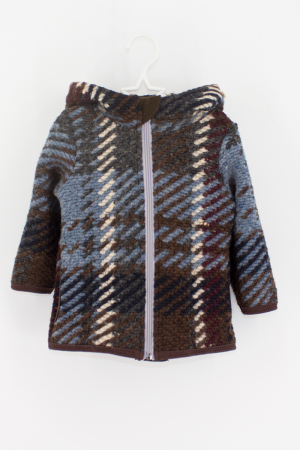 Hanorace din Lana - Hanorac Lână Cu Fermoar -Maro - Albastru