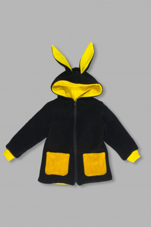 Hanorace și Jachete - Jachetă din lână fiartă cu glugă - Black&Yellow Rabbit