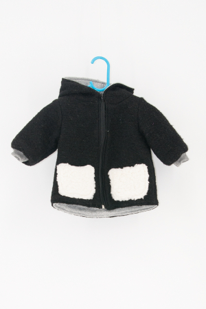 Jachetă din lână fiartă cu glugă - Black Sheep [0]