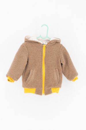 Lichidare de Stoc - Jachetă din lână fiartă cu glugă - Crem Hoodieout