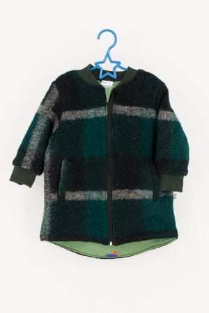 Jachete - Jachetă tip parka din lână, dublată cu bumbac - Verde Inchis