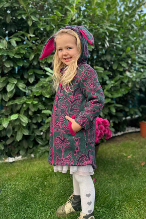 Jachetă tip parka din lână, cu gluga- Motive Pink [2]