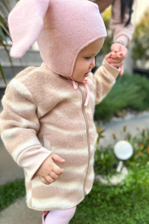 Jachetă tip parka din lână, dublată cu bumbac - Soft Pink [2]