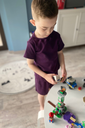 Compleu bambus, tricou si pantalon scurt -Mov [1]