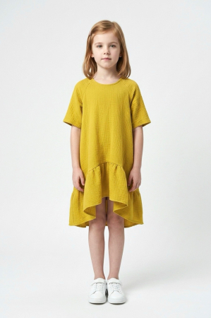 Muselina si IN - Rochie Muselina Asimetrică - Lime