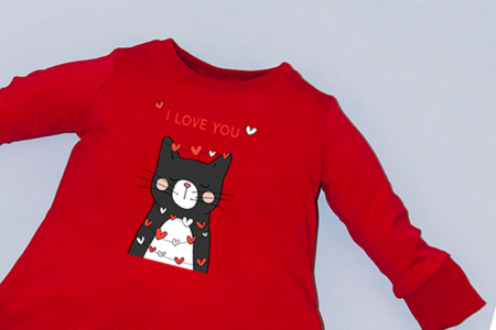 Rochie cocon roșie cu mâneci lungi - I Love You [2]