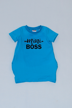 Rochie cocon albastra cu maneca scurta Mini Boss [0]