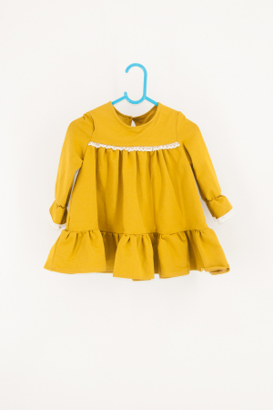 Rochie cu mânecă lungă Bumbac -Galben [0]