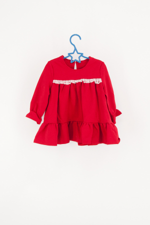 Rochie cu mânecă lungă Bumbac -rosu [0]