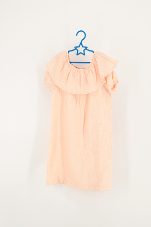 Rochie Fetita in A cu Volan, din muselina Somon [1]