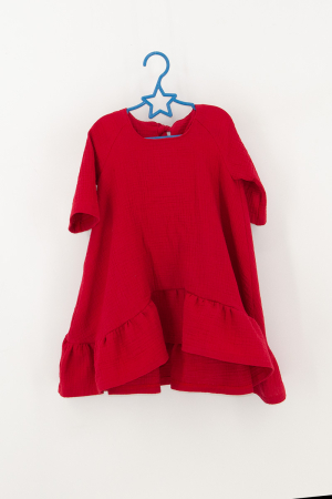 Rochie Muselina Asimetrică - Zmeuriu [5]
