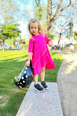 Rochie Muselina Asimetrică - Fucsia [2]