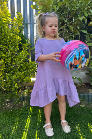 Rochie Muselina Asimetrică - Liliac [2]