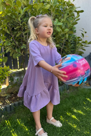 Muselina pentru copii - Rochie Muselina Asimetrică - Liliac