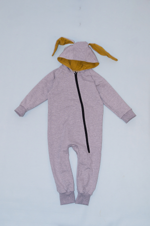 Salopeta cu Fermoar si Gluga cu Urechi - Gri [0]