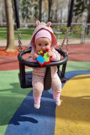 Salopetă cu Nasturi și Glugă -Roz Ursulet [1]