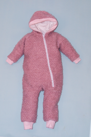 Salopeta din Lână Bucle cu Fermoar si Gluga - Pink [0]