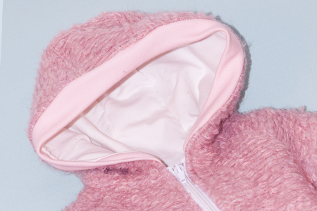 Salopeta din Lână Bucle cu Fermoar si Gluga - Pink [1]