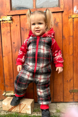 Salopete din Lână - Salopetă din Lână cu Fermoar și Glugă - Crăciuniță