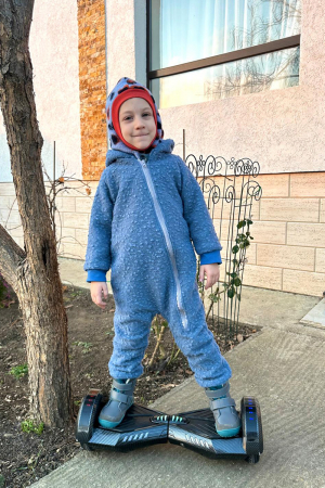 Salopete din Lână - Salopetă din Lână cu Fermoar și Glugă -Bleo