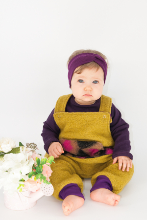 Salopeta din lână fiartă cu bretele - Crem cu buzunar [0]