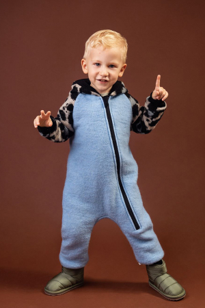 Salopeta din Lână Fiartă cu Fermoar si Gluga - Red [3]