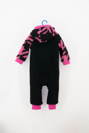 Salopetă din Lână Fiartă cu Fermoar și Glugă - Negru Roz [1]